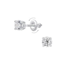 4mm Runde Zirconia Kinder Ohrringe Schraubverschluss 925...