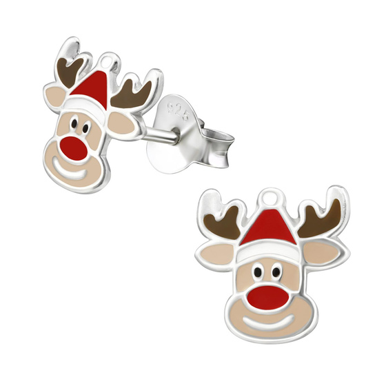 Auf dem Bild zu sehen sind Kinder Ohrringe Rentier Ohrstecker aus 925 Sterling Silver echt Silber