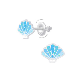 Muschel Kinder Ohrringe Schraubverschluss 925 Silber