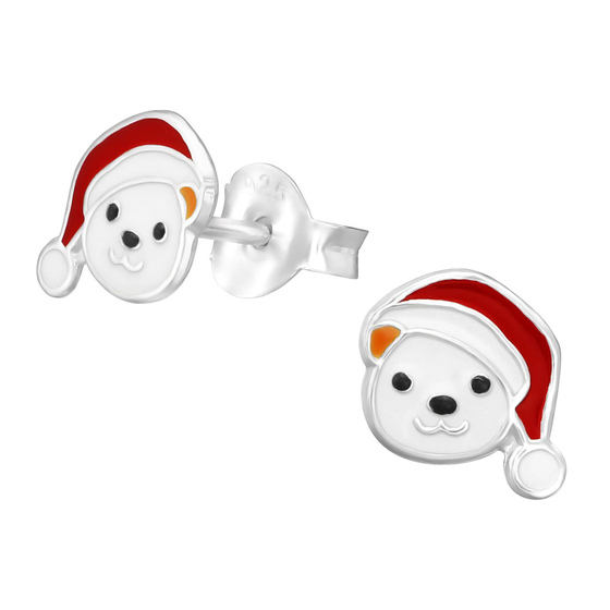 Auf dem Bild zu sehen sind Kinder Ohrringe Eisbr Ohrstecker aus 925 Sterling Silver echt Silber