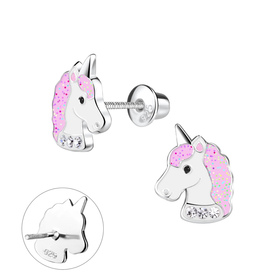 Einhorn Kinder Ohrringe Schraubverschluss 925 Silber