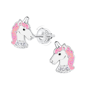 Einhorn Kinder Ohrringe Schraubverschluss 925 Silber