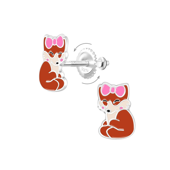 Fuchs Kinder Ohrringe Schraubverschluss 925 Silber