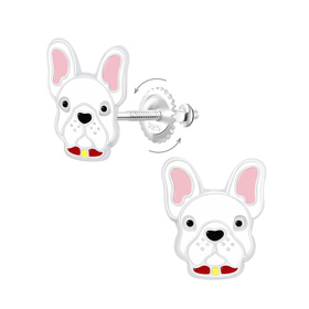 Bulldoggen Kinder Ohrringe Schraubverschluss 925 Silber