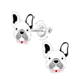 Bulldoggen Kinder Ohrringe Schraubverschluss 925 Silber