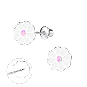 Blumen Kinder Ohrringe Schraubverschluss 925 Silber