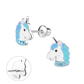 Einhorn Kinder Ohrringe Schraubverschluss 925 Silber
