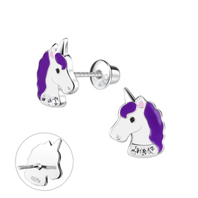 Einhorn Kinder Ohrringe Schraubverschluss 925 Silber