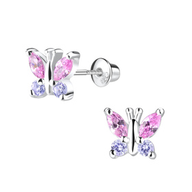 Schmetterling Kinder Ohrringe Schraubverschluss 925 Silber
