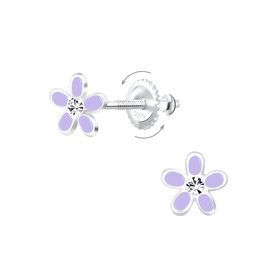 Blumen Kinder Ohrringe Schraubverschluss 925 Silber