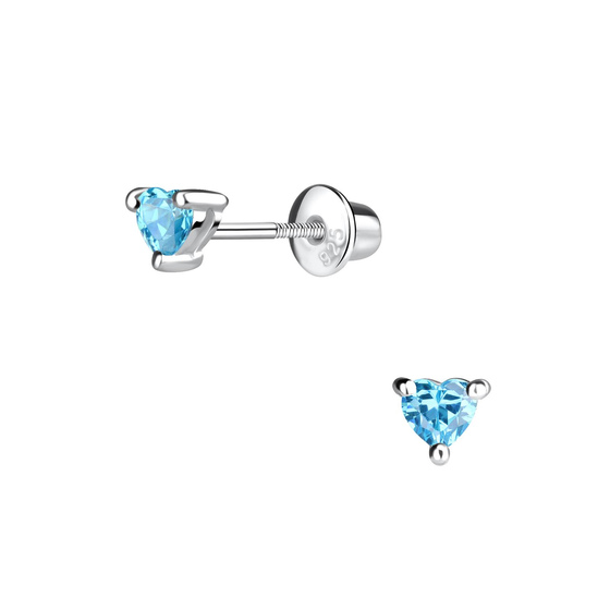 Herz Kinder Ohrringe Schraubverschluss 925 Silber