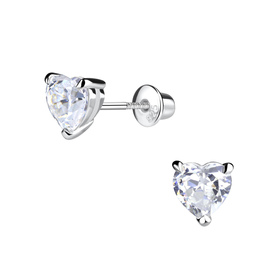 Herz Kinder Ohrringe Schraubverschluss 925 Silber