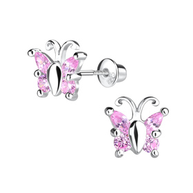 Schmetterling Kinder Ohrringe Schraubverschluss 925 Silber