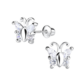 Schmetterling Kinder Ohrringe Schraubverschluss 925 Silber