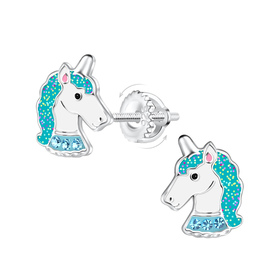 Einhorn Kinder Ohrringe Schraubverschluss 925 Silber