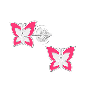 Schmetterling Kinder Ohrringe Schraubverschluss 925 Silber
