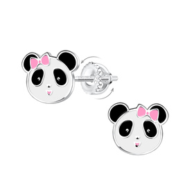 Panda Kinder Ohrringe Schraubverschluss 925 Silber