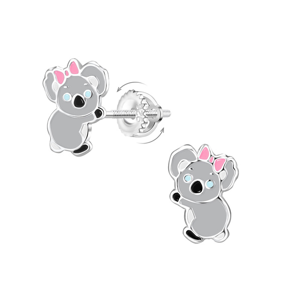 Koala Kinder Ohrringe Schraubverschluss 925 Silber