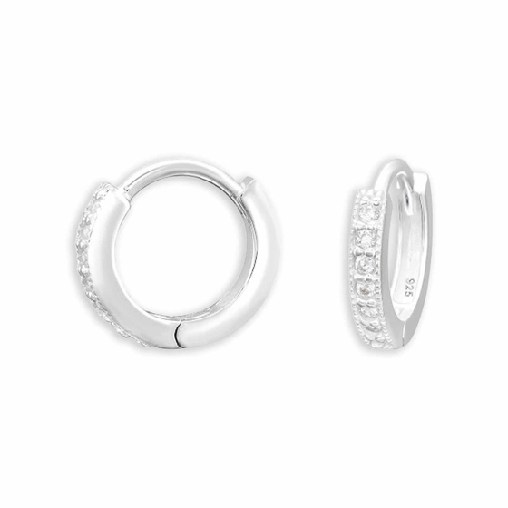 Zauberhafte Huggie Creolen in 925 Sterling Silber mit funkelndem Zirkonia