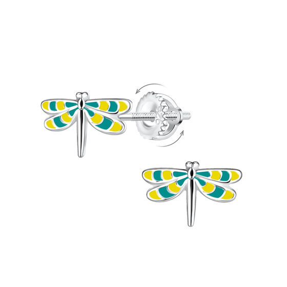 Libellen Kinder Ohrringe Schraubverschluss 925 Silber