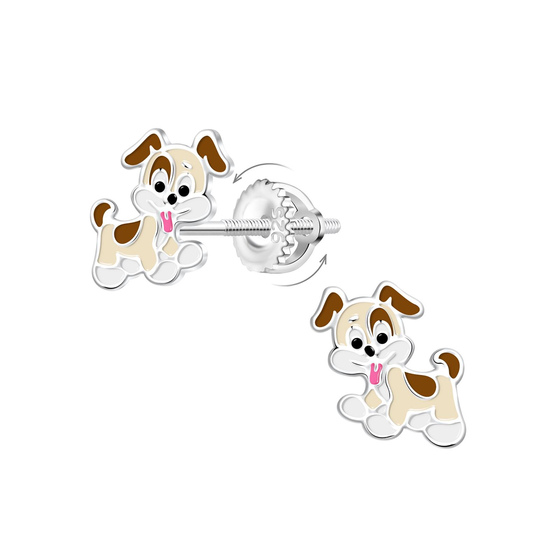 Hunde Kinder Ohrringe Schraubverschluss 925 Silber