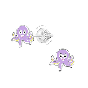 Oktopus Kinder Ohrringe Schraubverschluss 925 Silber
