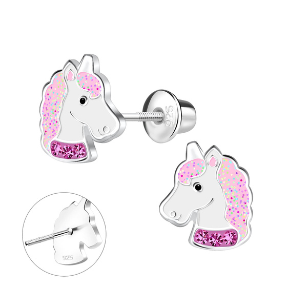 Einhorn Kinder Ohrringe Schraubverschluss 925 Silber