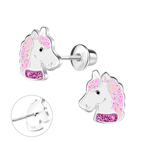 Einhorn Kinder Ohrringe Schraubverschluss 925 Silber