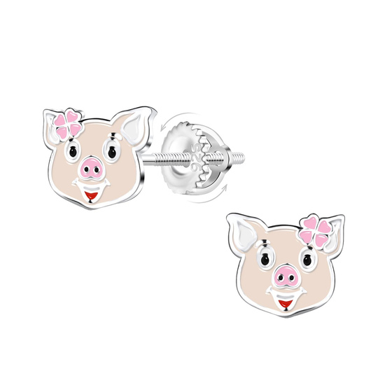 Schweine Kinder Ohrringe Schraubverschluss 925 Silber