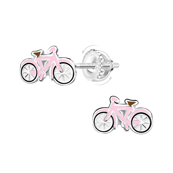 Fahrrad Kinder Ohrringe Schraubverschluss 925 Silber