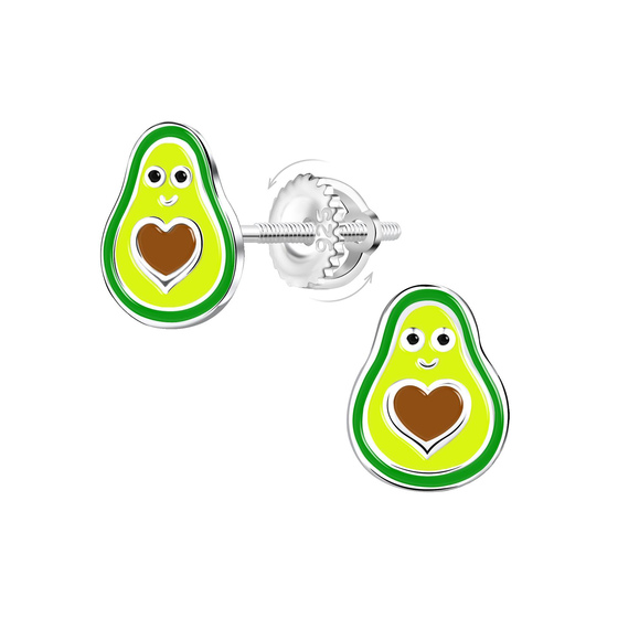 Avocado Kinder Ohrringe Schraubverschluss 925 Silber