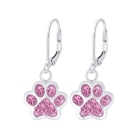 Pfotenabdruck Kinder Ohrringe 925 Silber