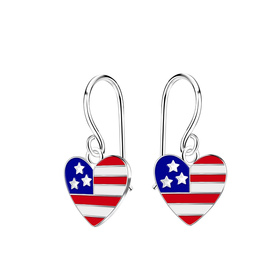 USA Herz Kinder Ohrringe 925 Silber