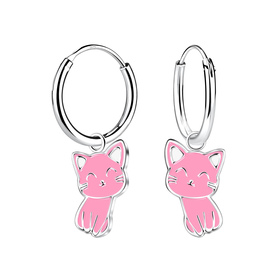 Katzen Kinder Creolen 925 Silber