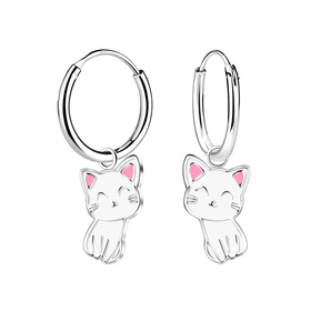 Katzen Kinder Creolen 925 Silber