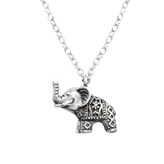Auf dem Bild zu sehen ist eine Damen Kette mit Thailand Elefant Anh�nger aus 925 Sterling Silver echt Silber oxidiert mit 45cm l�nge