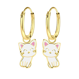 Katzen Kinder Creolen 925 Silber