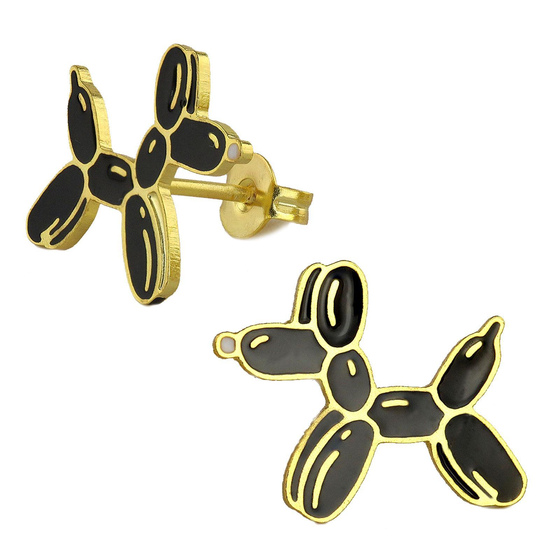 Auf dem Bild zu sehen sind Kinder Ohrringe Pudel Ballon Ohrstecker aus Messing 18k Gold plattiert