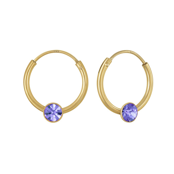 3mm Runde Kristall Kinder Creolen 925 Silber