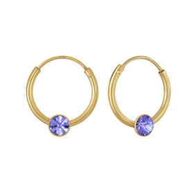 3mm Runde Kristall Kinder Creolen 925 Silber