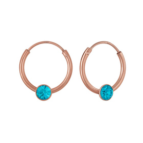 3mm Runde Kristall Kinder Creolen 925 Silber