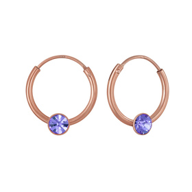 3mm Runde Kristall Kinder Creolen 925 Silber