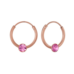 3mm Runde Kristall Kinder Creolen 925 Silber