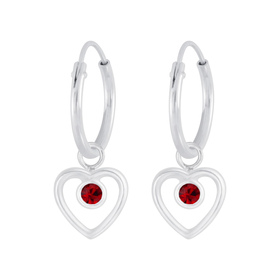 Herz Kristall Kinder Creolen 925 Silber