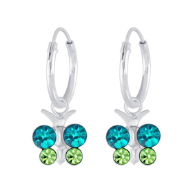 Schmetterling Kristall Kinder Creolen 925 Silber