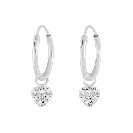 Herz Kristall Kinder Creolen 925 Silber