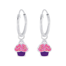 Cupcake Kristall Kinder Creolen 925 Silber