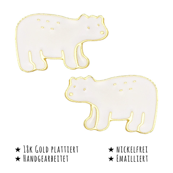 Das Bild mit Beschreibung zeigt Kinder Ohrringe Polar Br Ohrstecker aus Messing 18k Gold plattiert