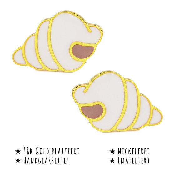 Das Bild mit Beschreibung zeigt Kinder Ohrringe Muschel Ohrstecker aus Messing 18k Gold plattiert