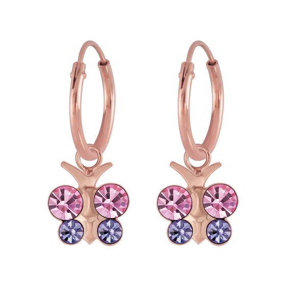 Schmetterling Kristall Kinder Creolen 925 Silber